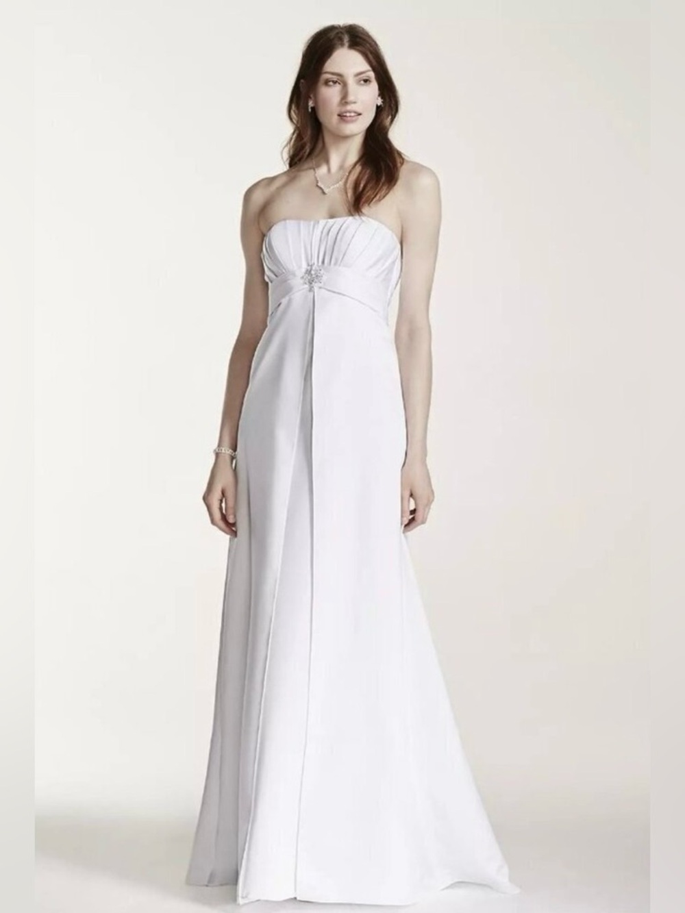 NWT David’s Bridal Strapless Satin Wedding Dress 20W Pleated Bodice Bridal Gown